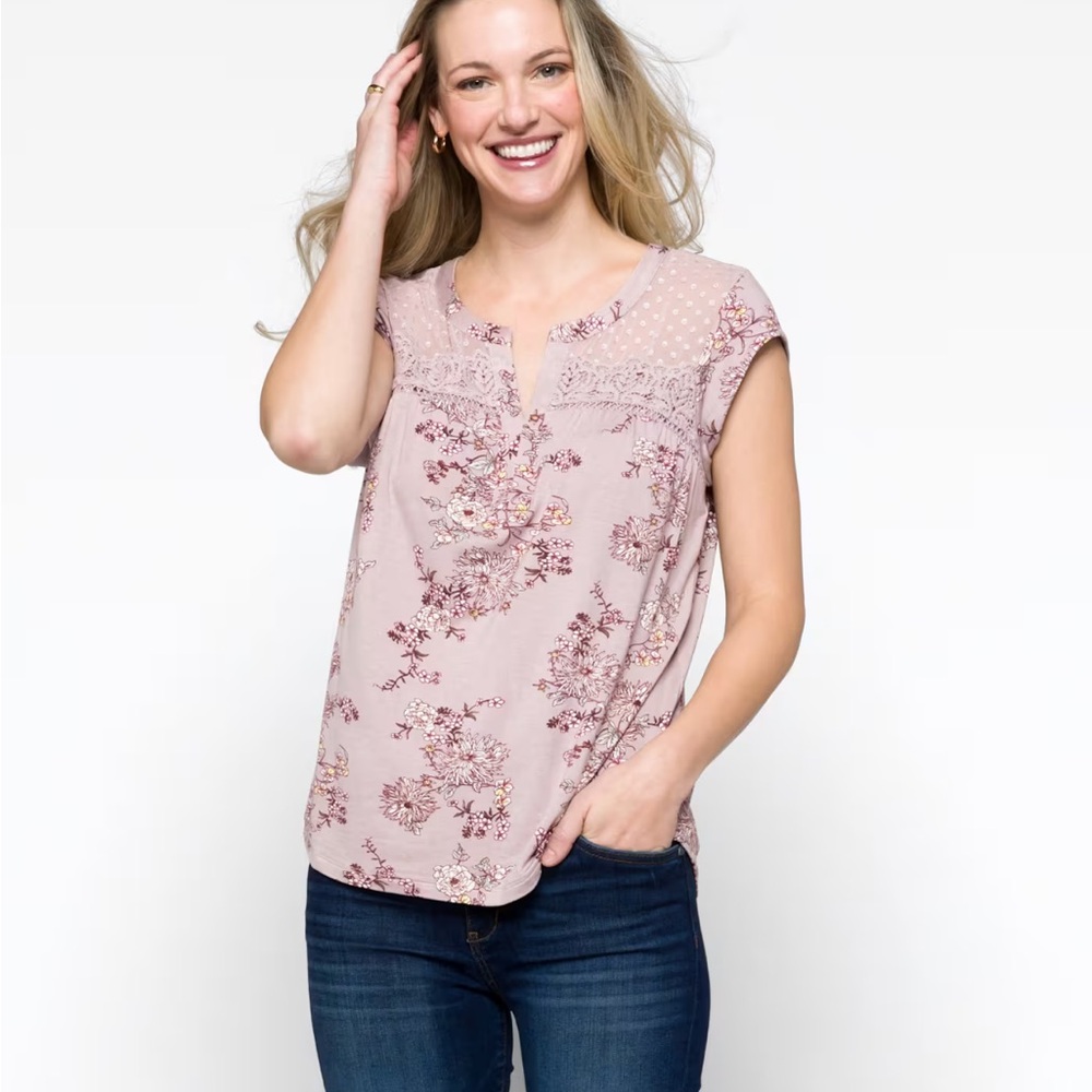 Daniel Rainn Pink Cap Sleeve Relaxed Blouse